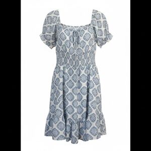 Bohemian Blue Mandala Patterned Midi Dress Size L